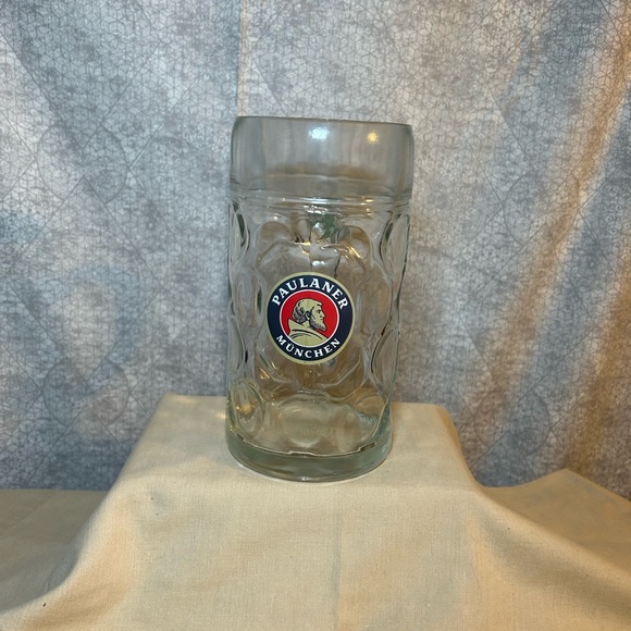 Paulaner München German Beer Stein Glass Tankard 1L (2 Pints) Mug Dimples - Picture 4 of 5